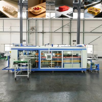 Máquina de termoformado de bandejas de plástico de tres estaciones totalmente automática